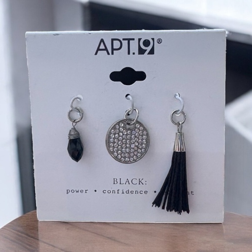 5/$25 Apt. 9 Black Tassel 3 Piece Charm Set